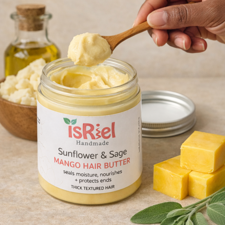vegan sunflower and sage hair butter for dry textured hair