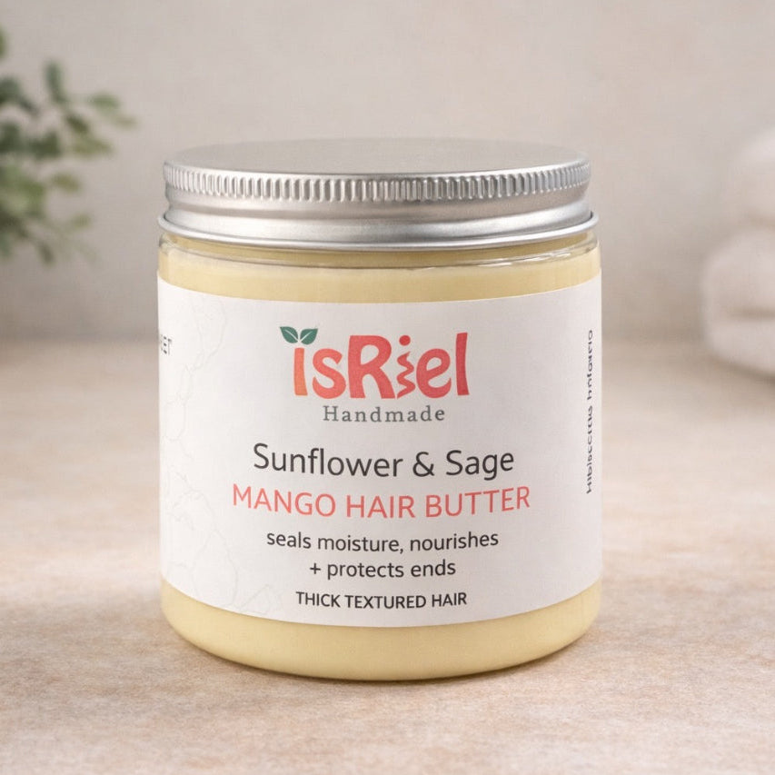 vegan sunflower and sage hair butter for dry textured hair