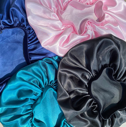Grand bonnet en satin, bonnets de cheveux en soie végétaliens, bonnets de couchage en satin, bonnets de cheveux de taille adulte, bonnets de soie pour femmes et hommes.